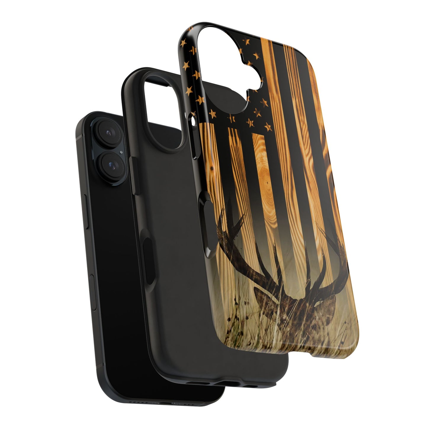 Phone Case - Woodgrain Deer Flag Design