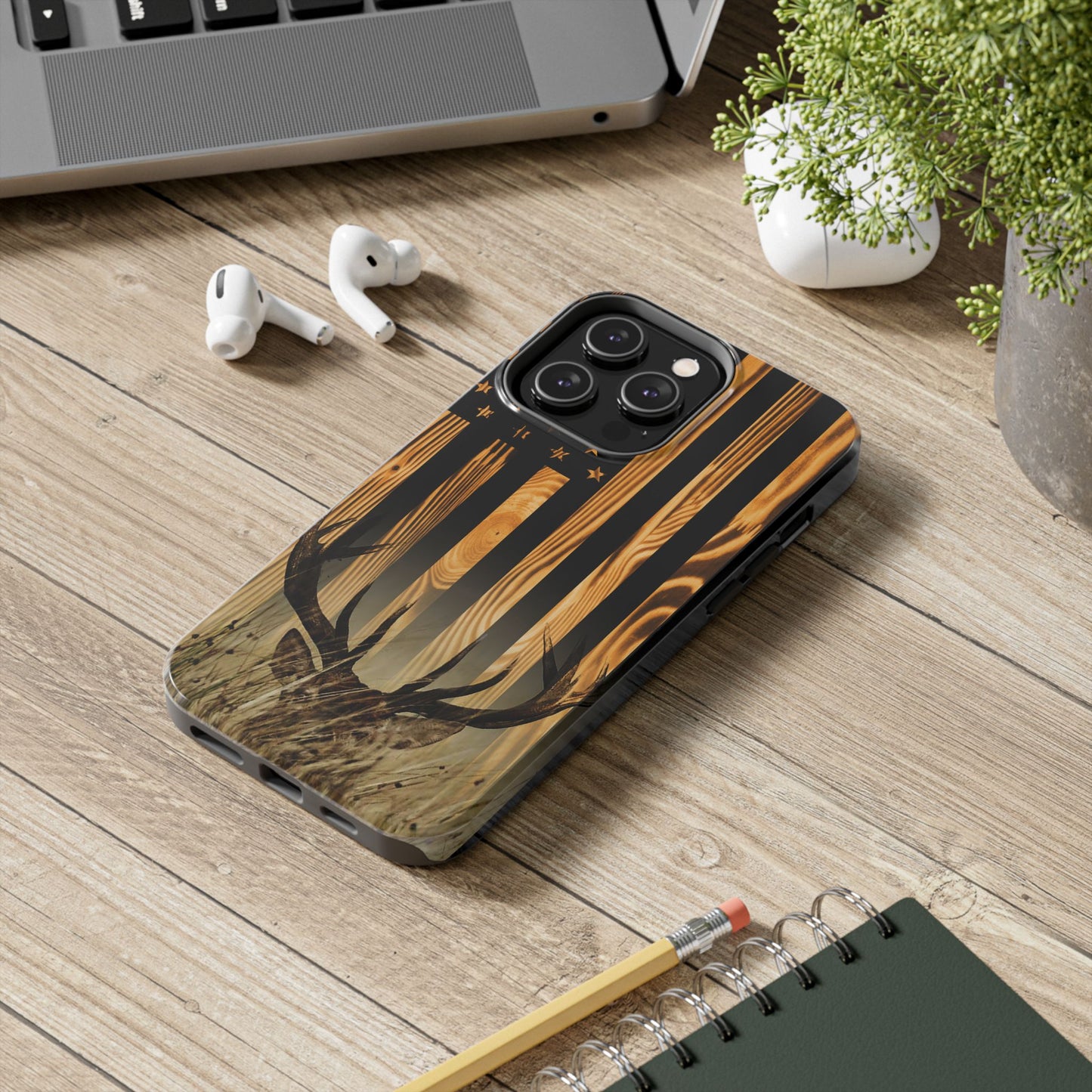 Phone Case - Woodgrain Deer Flag Design