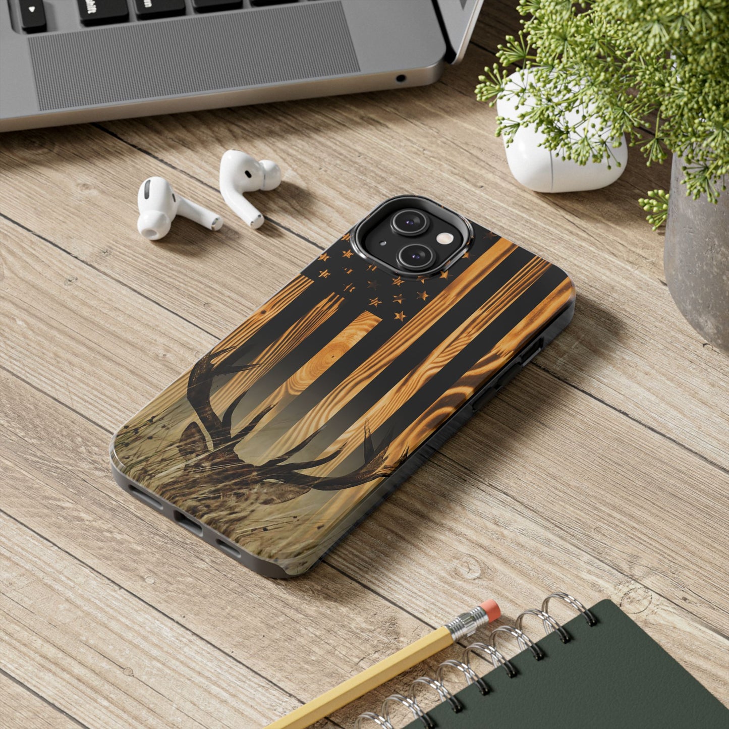 Phone Case - Woodgrain Deer Flag Design