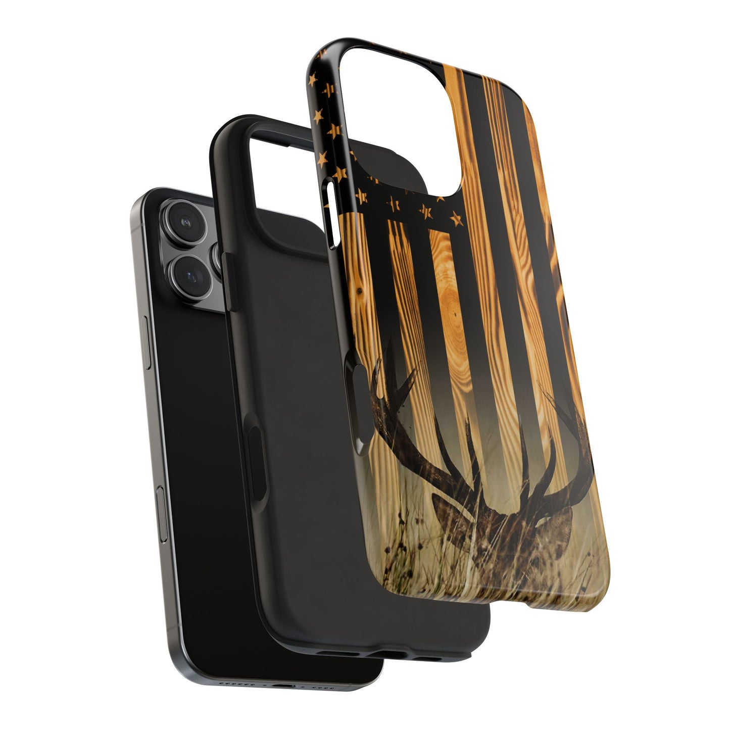 Phone Case - Woodgrain Deer Flag Design