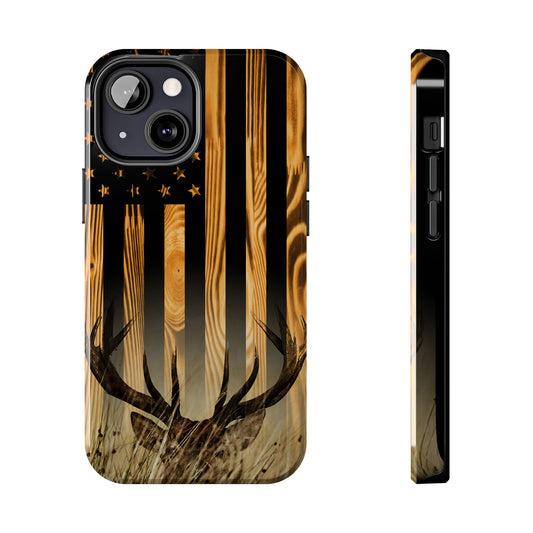 Phone Case - Woodgrain Deer Flag Design