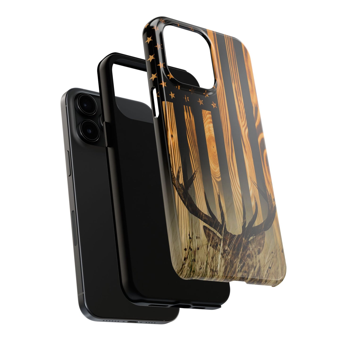 Phone Case - Woodgrain Deer Flag Design